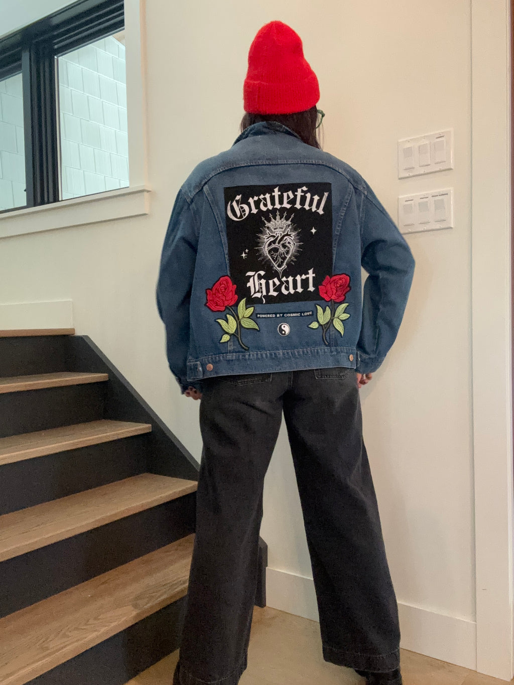 GRATEFUL HEART - Upcycled Denim Jacket