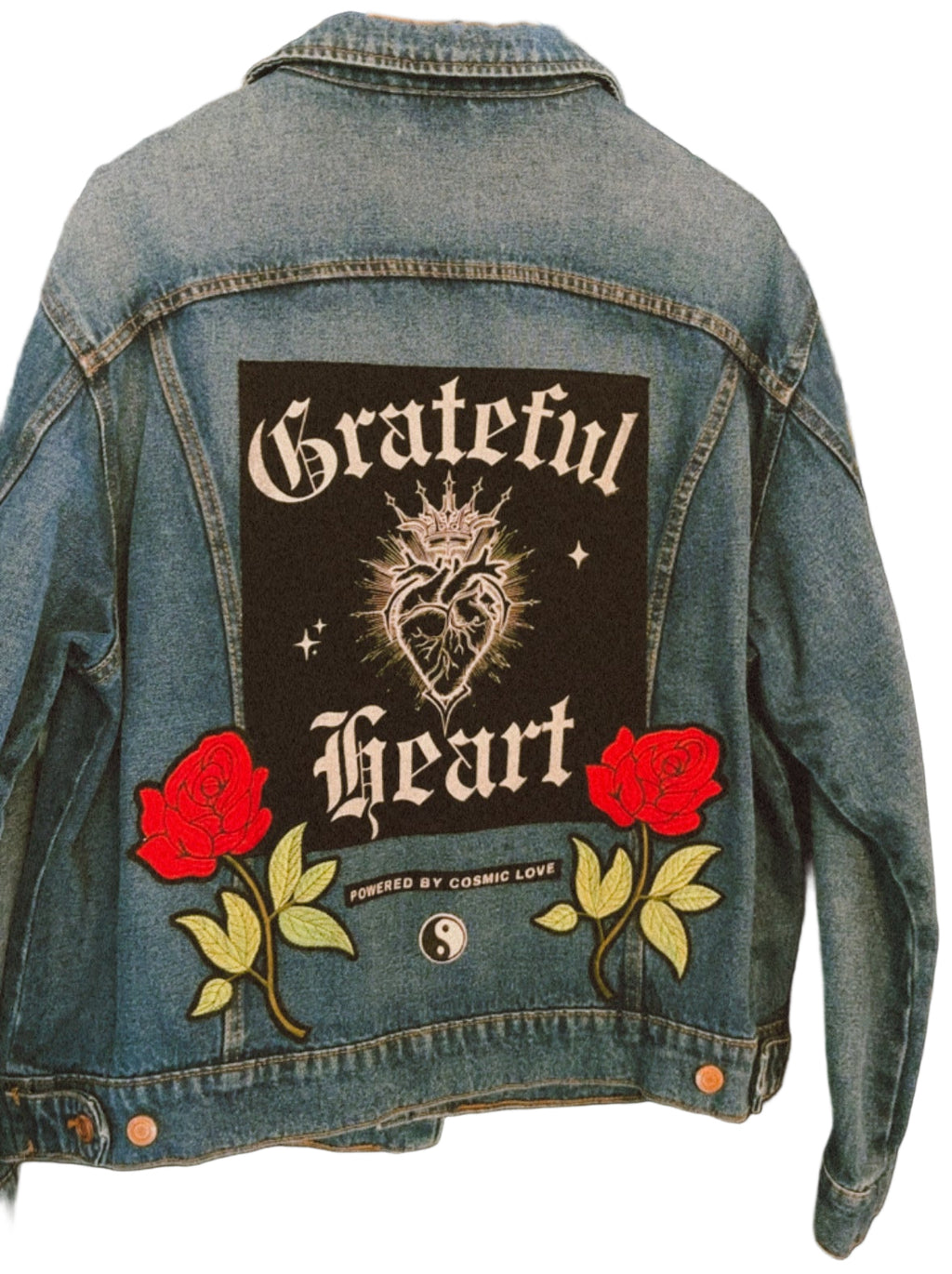 GRATEFUL HEART - Upcycled Denim Jacket