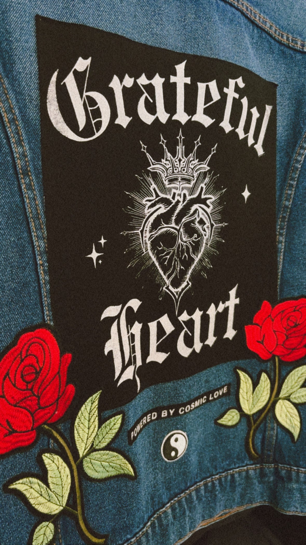 GRATEFUL HEART - Upcycled Denim Jacket